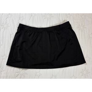 Lands' End Women's Short Swim Skirt With Briefs Black Stretch Size 16